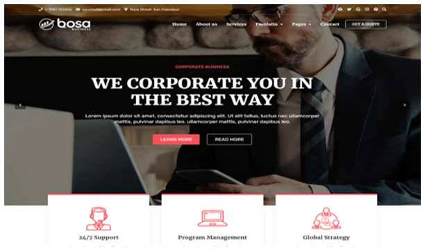 سایت بیمه خود را با قالب Bosa Corporate Business بسازید
